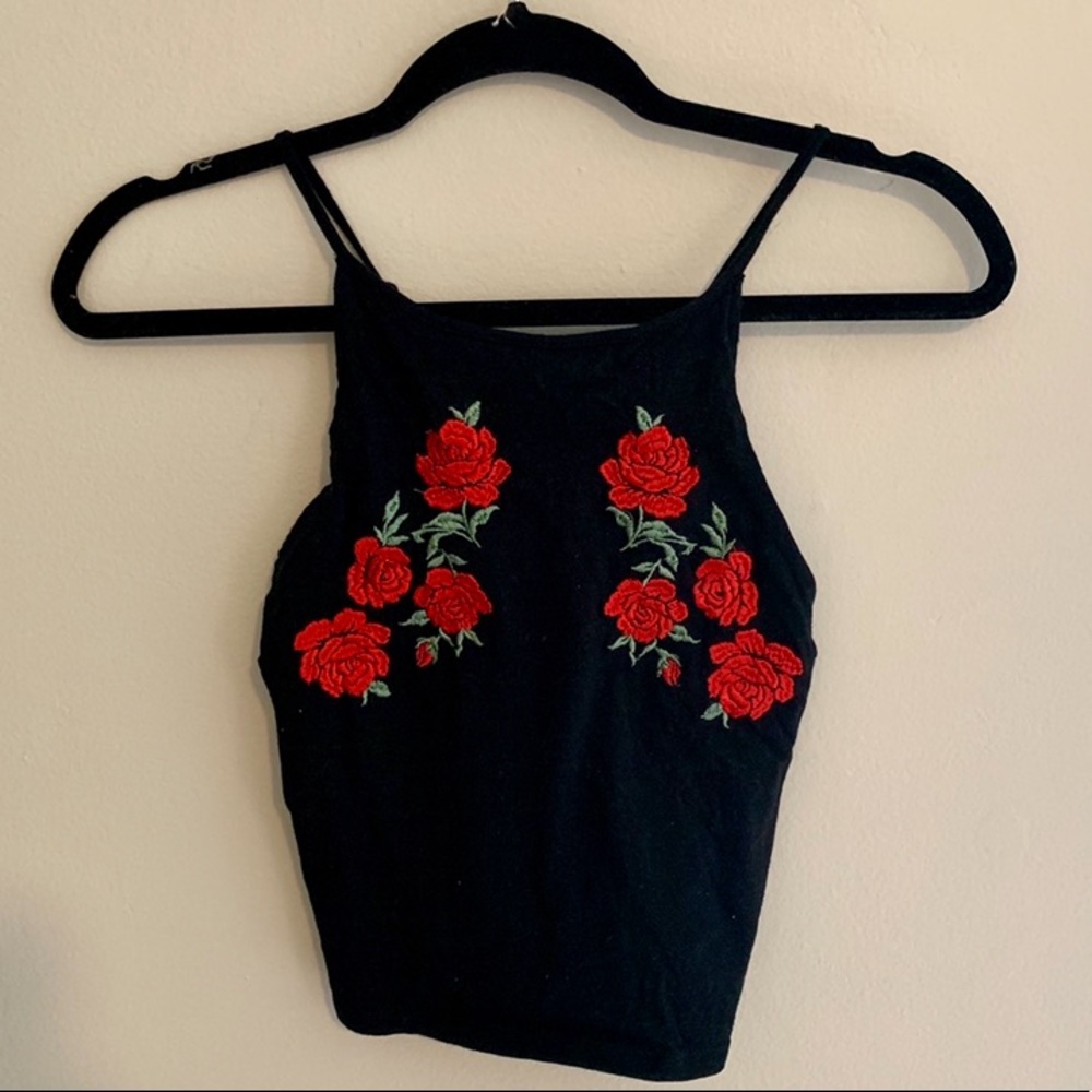Rose Embroidered Crop Top